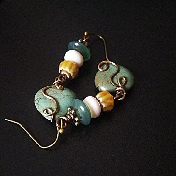 LOVER'S GIFT ALERT! African Turquoise Heart Earrings - Unique & One-of-a-Kind - Picture 7 of 9